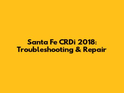 Santa Fe CRDi 2018: Troubleshooting & Repair